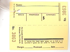 Service Tag with Claim Checks 